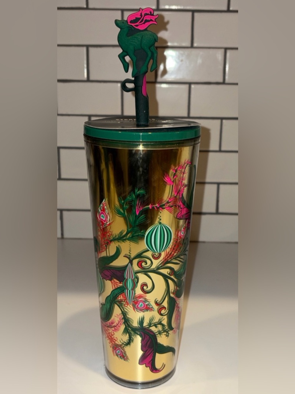 Starbucks 2024 Holiday Reindeer Peacock Collection 24oz Tumbler - New